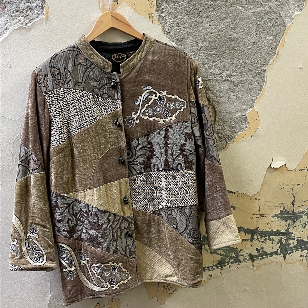 Bohemian Patchwork Coat Size XL with Toggle Buttons